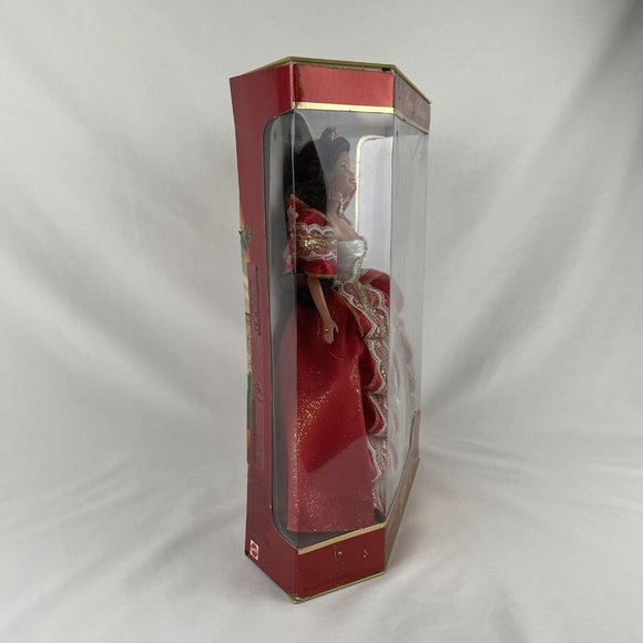 Barbie 1997 Special Edition 10th Anniversary Happy Holidays Red Dress Brunette - Picture 4 of 7